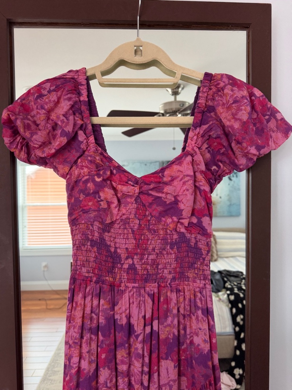 Free people puff sleeve fuchsia maxi dress - Picture 2 of 5